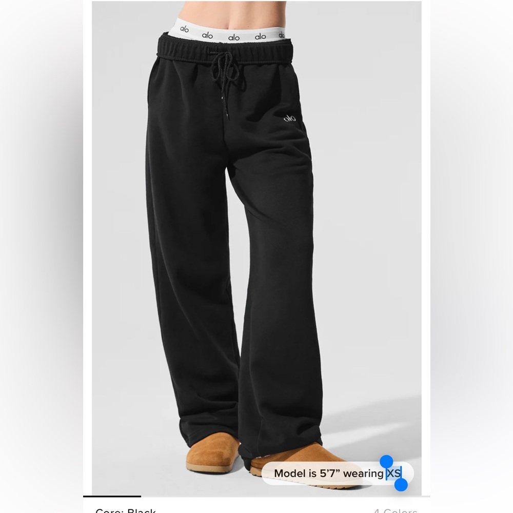 ALO Yoga Black Wide-Leg Track Pants